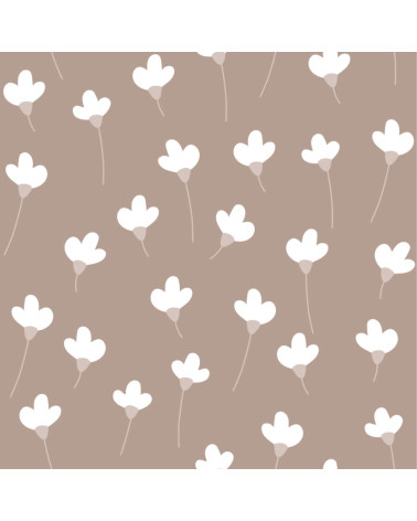 papier peint enfant marguerites fond mocca