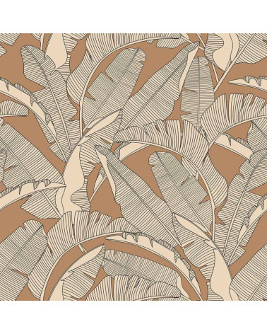 papier peint enfant feuilles de palmier bananier ivoire et cannelle