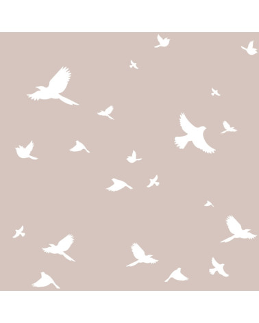 Papier peint oiseaux rose poudré
