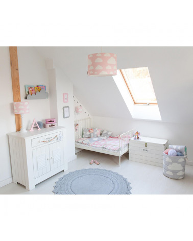 abat jour fille rose nuages