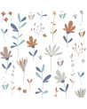 papier peint scandinavian winter meadow, fleurs pastel