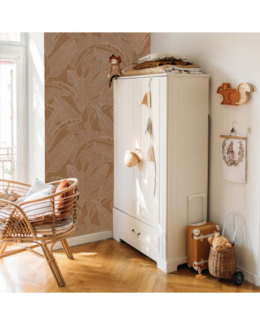 Papier peint feuilles de bananier cannelle