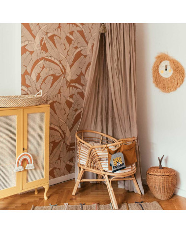 Papier peint feuilles de bananier ivoire et cannelle