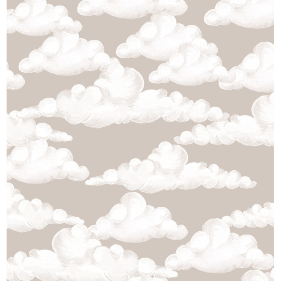 échantillon papier peint enfant nuages fond beige
