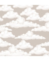 échantillon papier peint enfant nuages fond beige