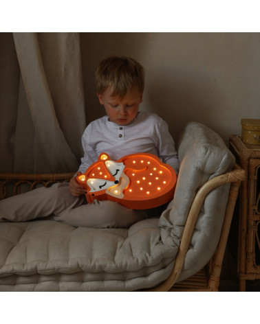 lampe veilleuse en bois renard