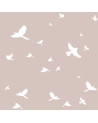 échantillon papier peint oiseaux rose poudré