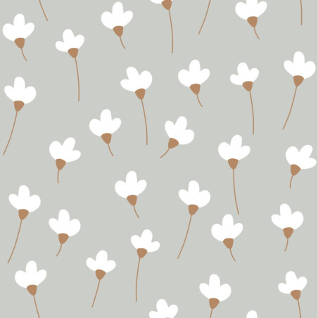 papier peint enfant marguerites fond gris