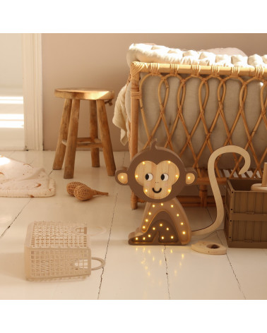 Lampe veilleuse en bois singe