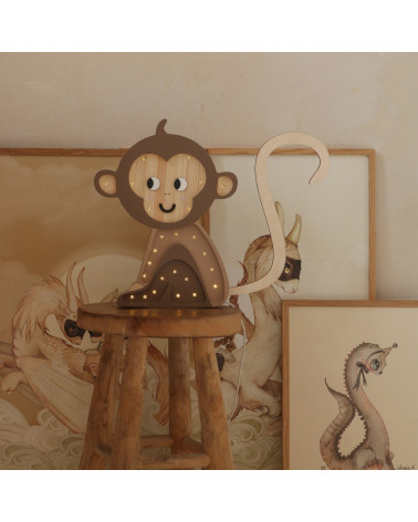 lampe veilleuse en bois singe