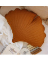 coussin ginkgo biloba en lin caramel