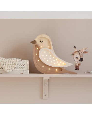 Lampe veilleuse en bois oiseau café wood