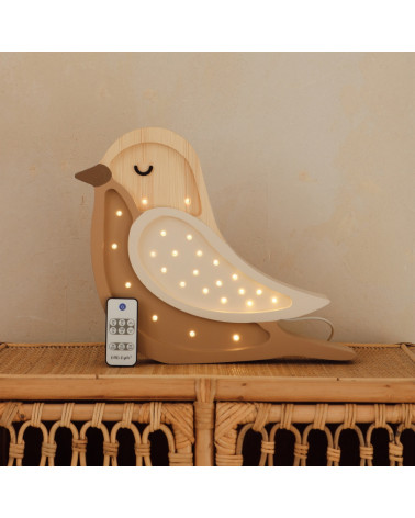 lampe enfant en bois en forme d'oiseau