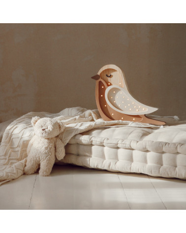 Lampe veilleuse en bois oiseau café wood