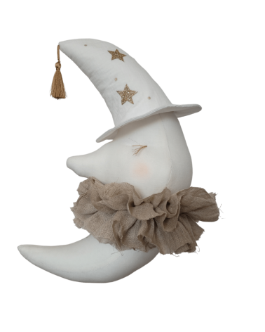 Lune en lin blanc cassé avec chapeau à suspendre