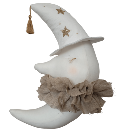 Lune en lin blanc cassé avec chapeau à suspendre