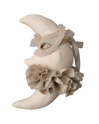 Lune en lin crème beige avec masque venitien, à suspendre