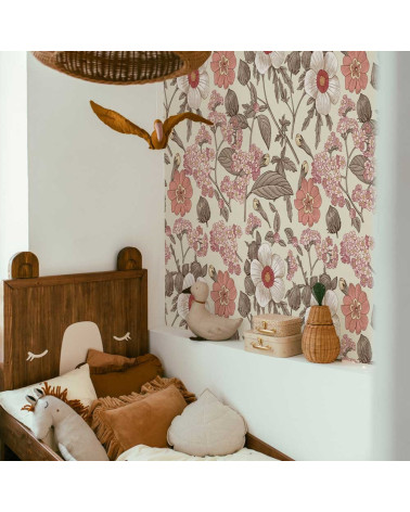 Papier peint enfant bouquet rétro