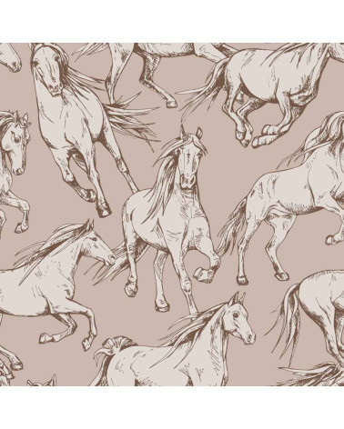 papier peint chevaux fond beige