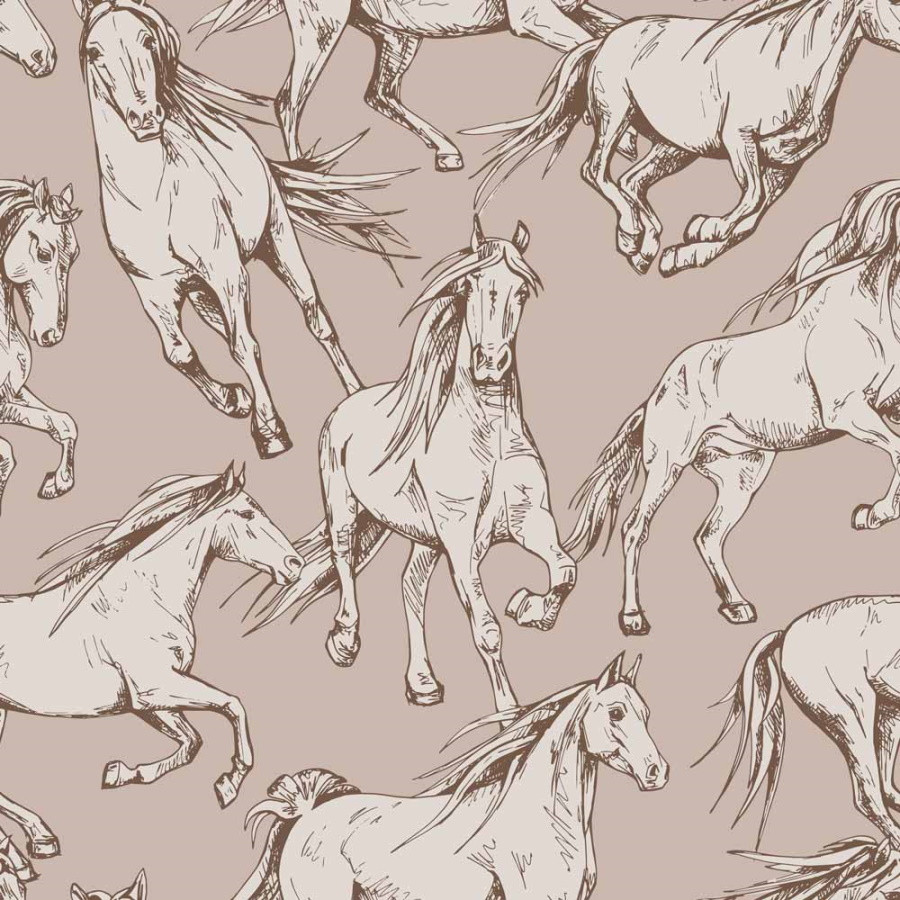 papier peint chevaux fond beige