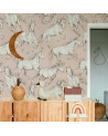 Papier peint chevaux fond rose