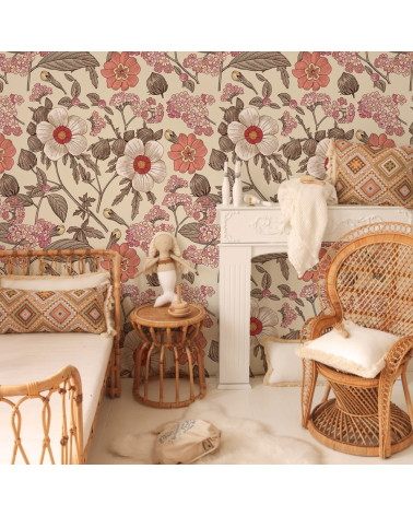 papier peint bouquet rétro