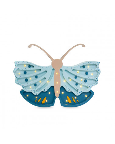 Lampe veilleuse en bois papillon daisy bleu - little lights