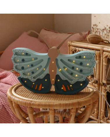 Lampe veilleuse en bois papillon daisy blue