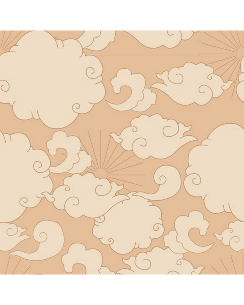 papier peint nuages et soleil- beige
