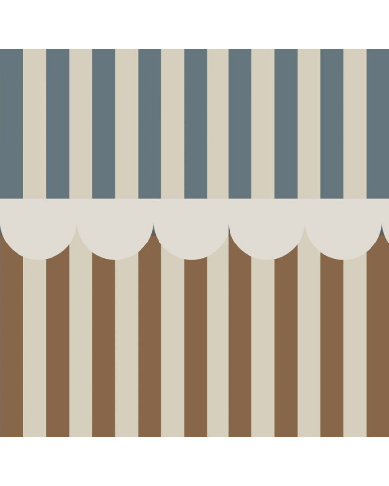 papier peint enfant à rayures - marron et bleu