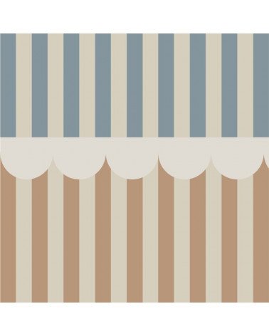 papier peint enfant à rayures - beige foncé et bleu
