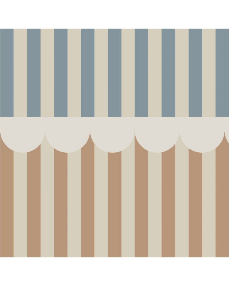 papier peint enfant à rayures - beige foncé et bleu