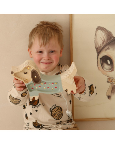 lampe veilleuse mini chien vert et champignons