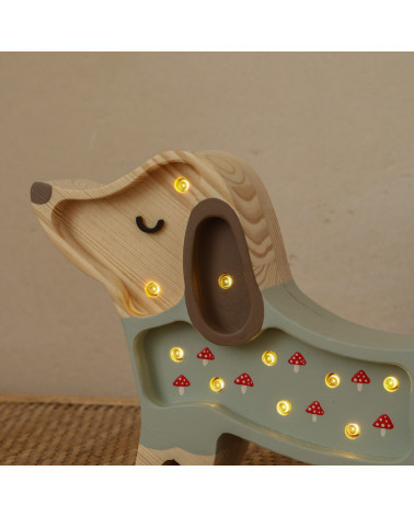 lampe veilleuse mini chien vert et champignons