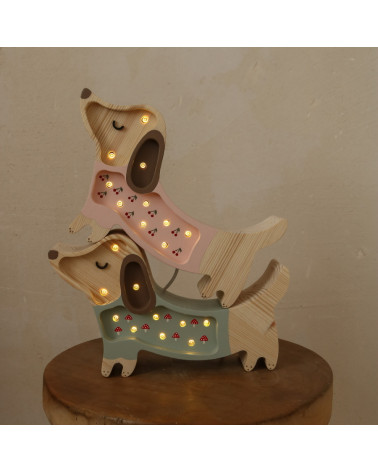 lampe veilleuse mini chien vert et champignons