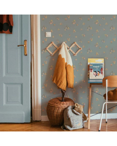 papier peint petites fleurs de champ sombre