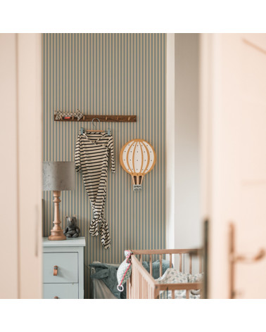 papier peint à rayures vintage - beige bleu