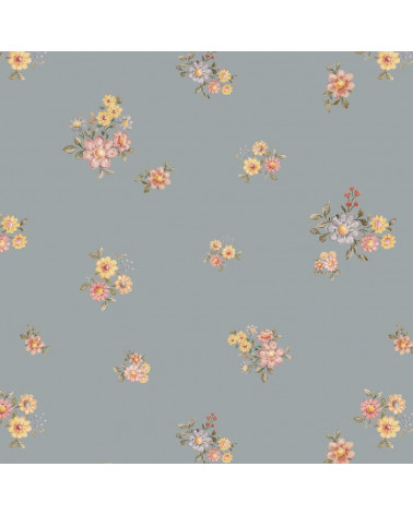 échantillon papier peint petites fleurs de champ fond sombre