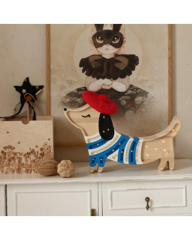 lampe veilleuse chien en marinière