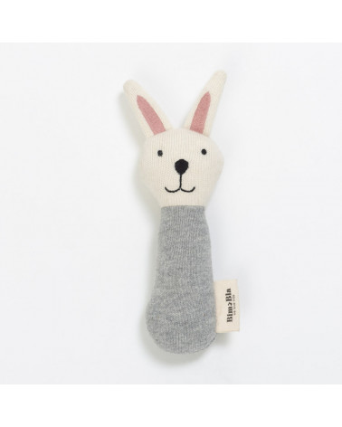 Hochet lapin gris en coton