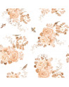 Papier peint enfant fleurs beige et rose