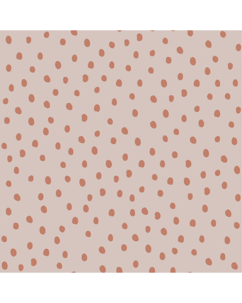 papier peint enfant à pois rose poudré et brique