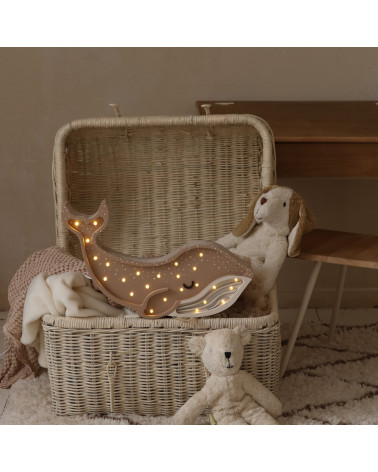 Lampe veilleuse en bois baleine cannelle