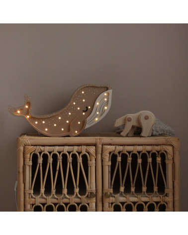 Lampe veilleuse en bois baleine cannelle
