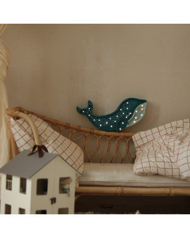 Lampe veilleuse en bois baleine galaxy teal