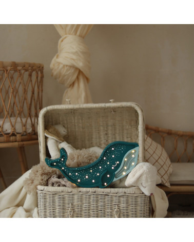 Lampe veilleuse en bois baleine galaxy teal