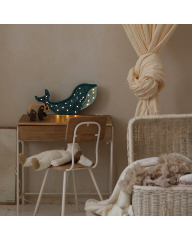 Lampe veilleuse en bois baleine galaxy teal