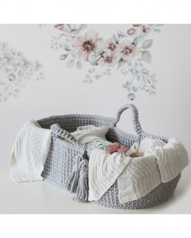 Couffin bébé en crochet - gris clair