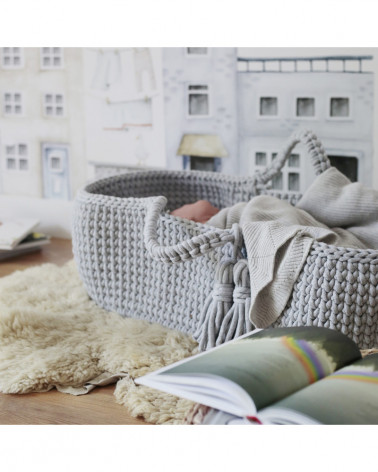Couffin bébé en crochet - gris clair