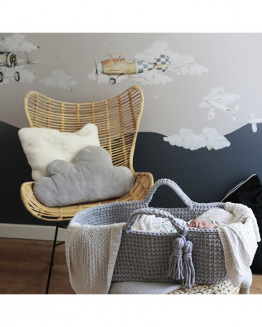 Couffin bébé en crochet - gris clair